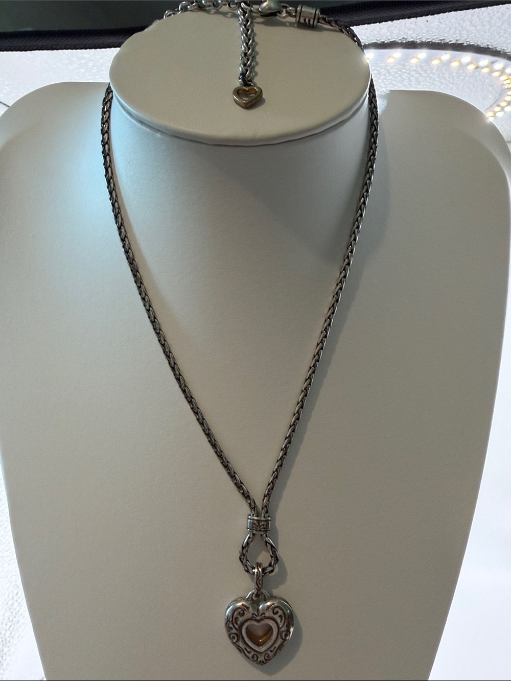Brighton Contempo Two-Tone Reversible Heart Necklace JN5413 - Picture 2 of 6